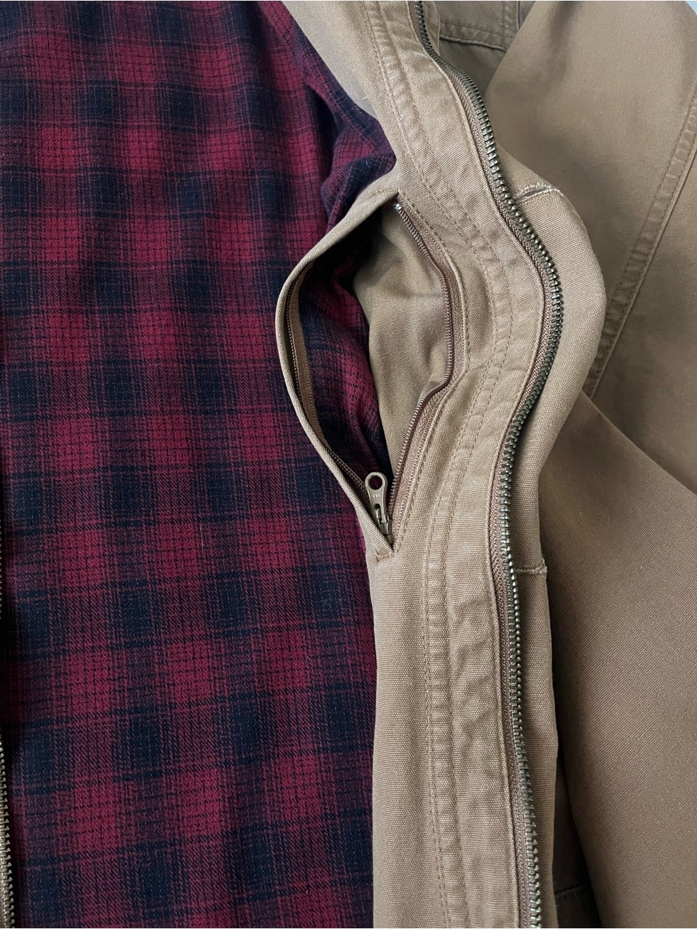 Orvis Heritage Canvas Barn Coat with Dark Brown Corduroy Collar & Plaid Lining - Picture 14 of 16